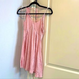 Mini Pink Dress With Spaghetti Straps And Open Back Dress